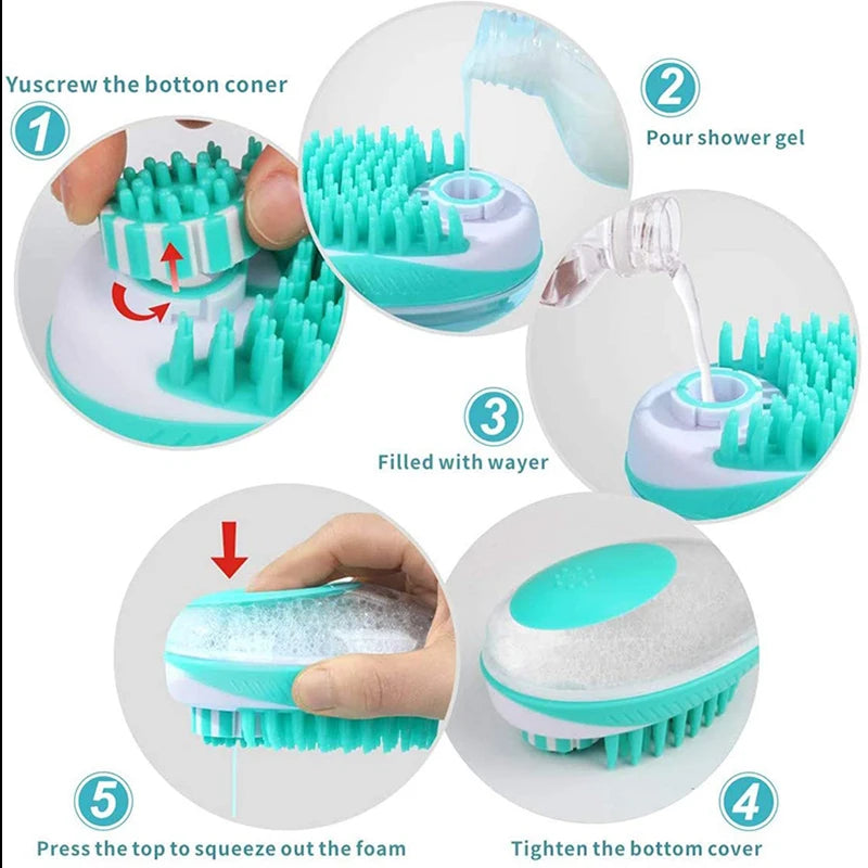 2-in-1 PetSpa Grooming Brush – Silicone Bath & Massage Comb for Dogs & Cats