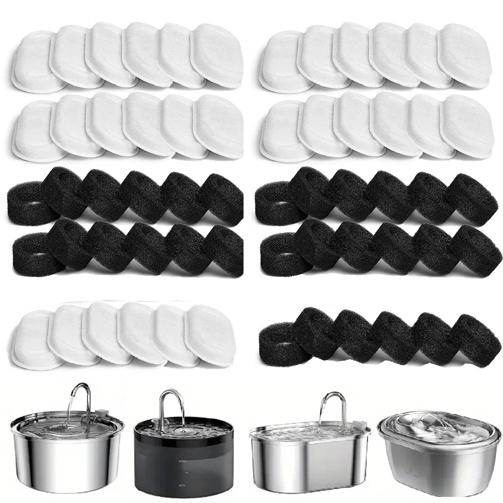 CrystalClear Pet Fountain Filters – 10/20/30pcs Activated Carbon Replacement