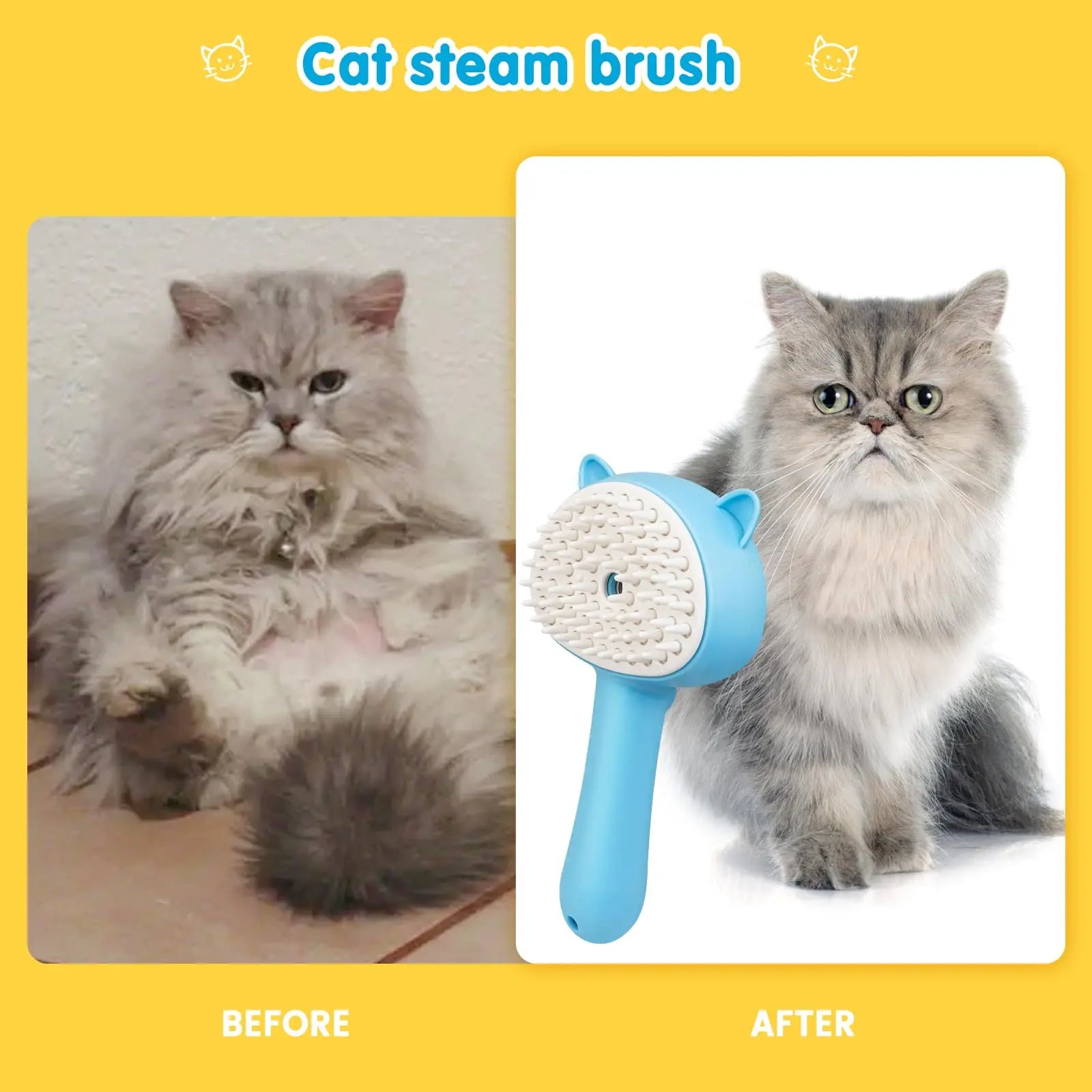3-in-1 Cat Grooming Brush – Steam, De-Shed & Massage Your Pet Effortlessly