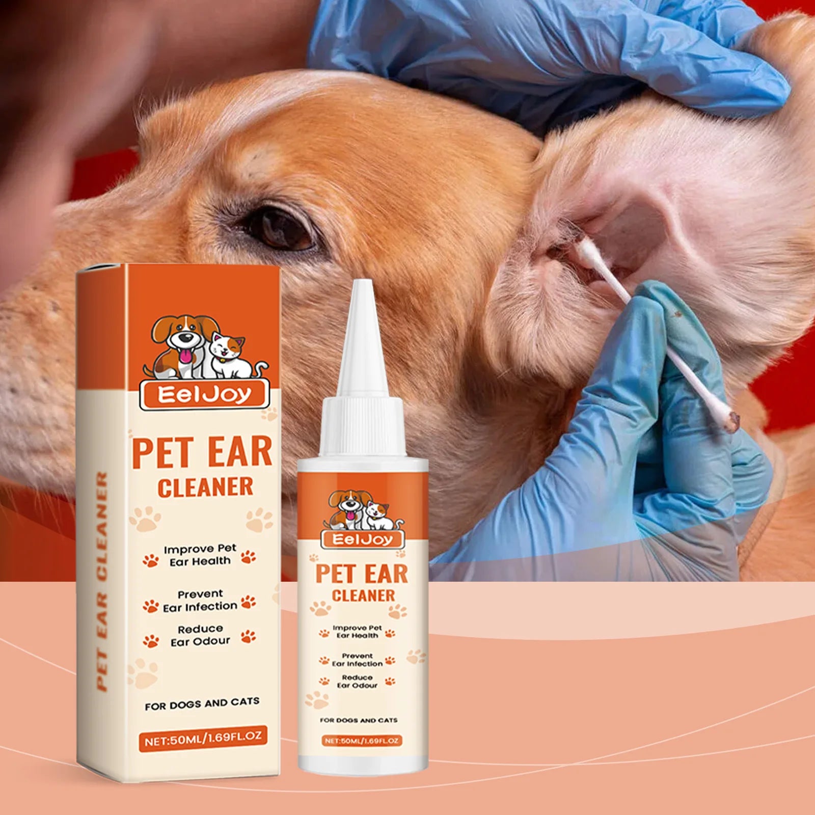 EELJOY Gentle Ear Cleaner for Pets – Cat & Dog Ear Wax & Odour Control 50ml