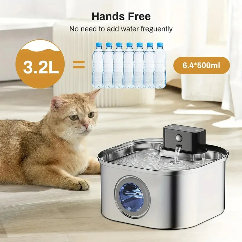 HydroPurr 3.2L Auto Cat & Dog Water Fountain – Motion Sensor, Battery Powered