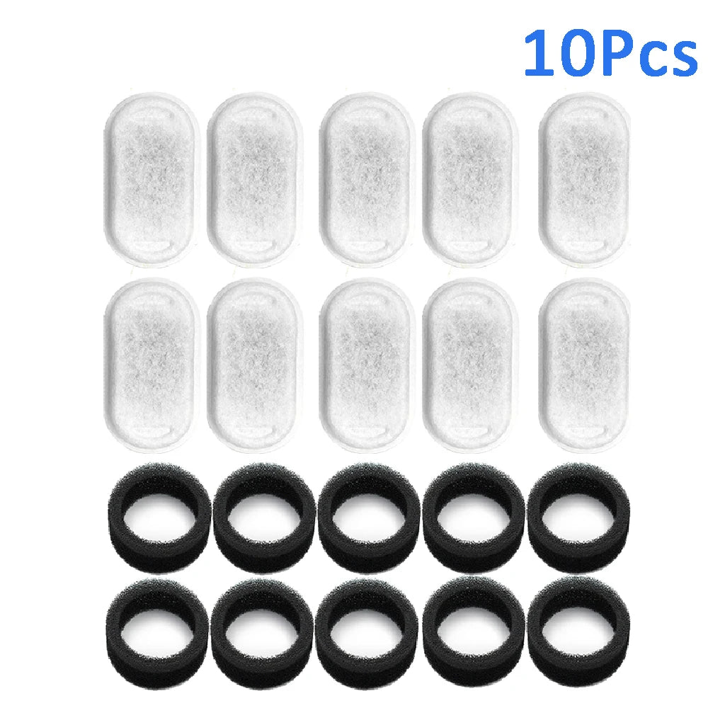 CrystalClear Pet Fountain Filters – 10/20/30pcs Activated Carbon Replacement