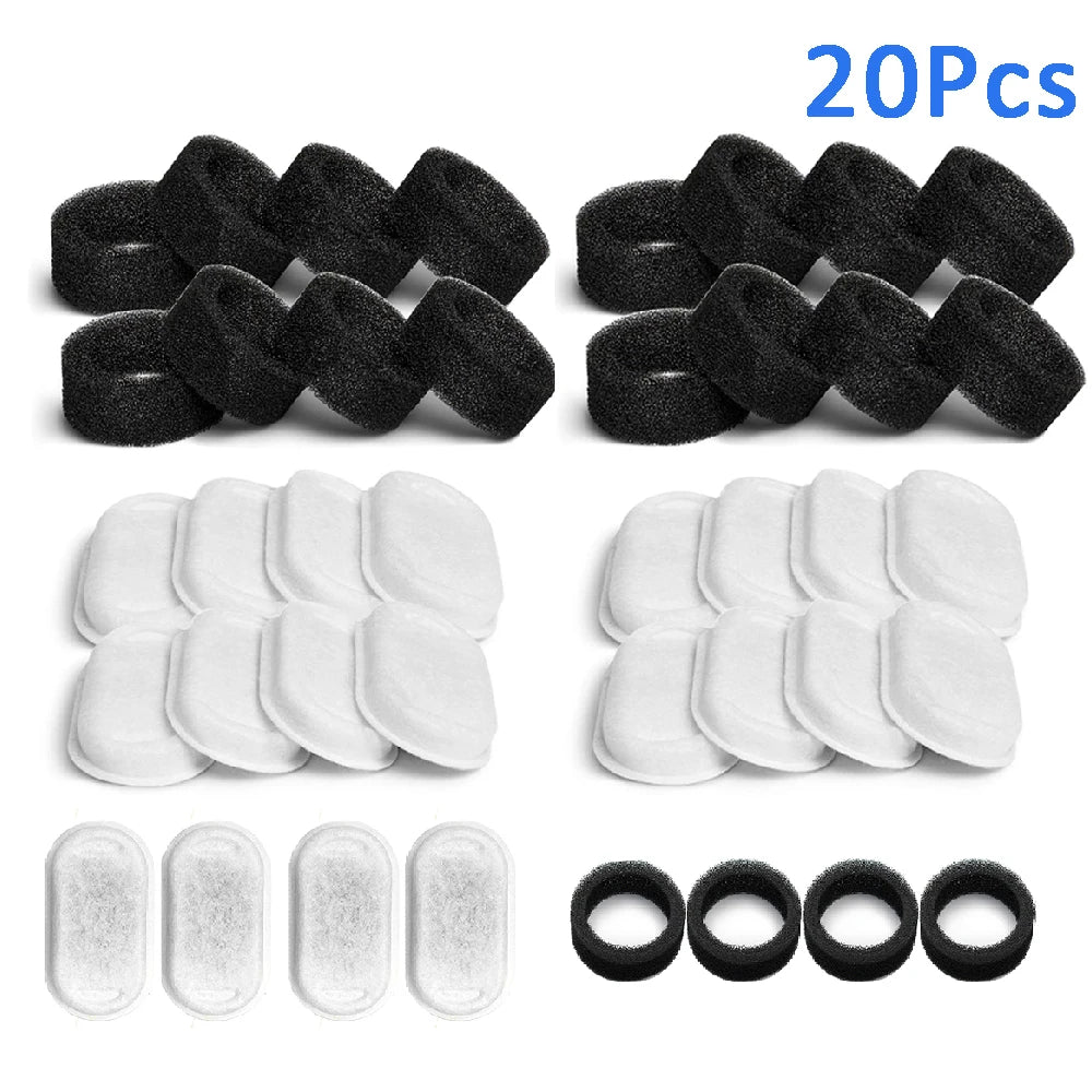 CrystalClear Pet Fountain Filters – 10/20/30pcs Activated Carbon Replacement