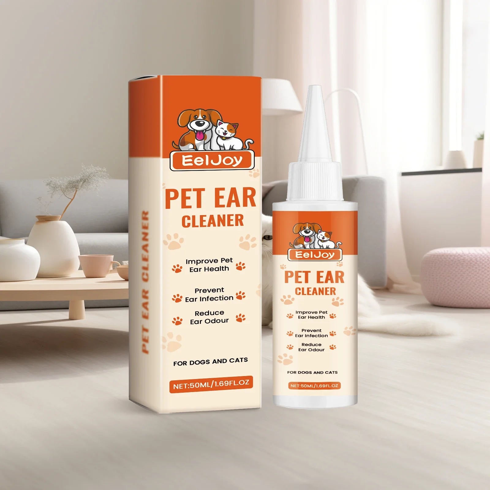 EELJOY Gentle Ear Cleaner for Pets – Cat & Dog Ear Wax & Odour Control 50ml