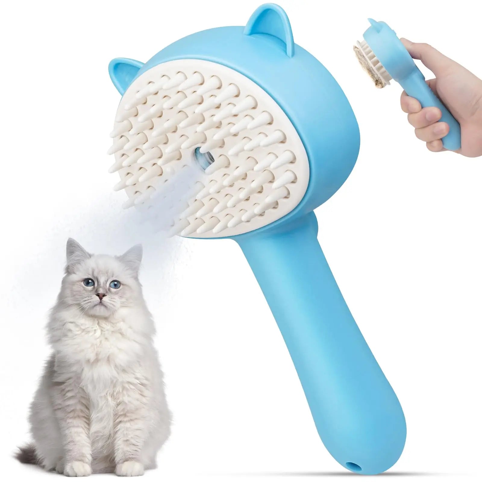 3-in-1 Cat Grooming Brush – Steam, De-Shed & Massage Your Pet Effortlessly