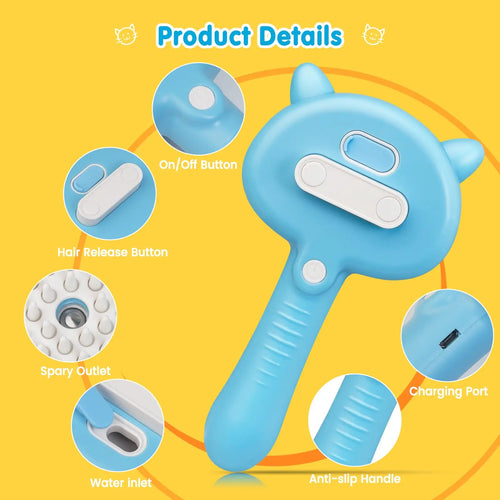 3-in-1 Cat Grooming Brush – Steam, De-Shed & Massage Your Pet Effortlessly